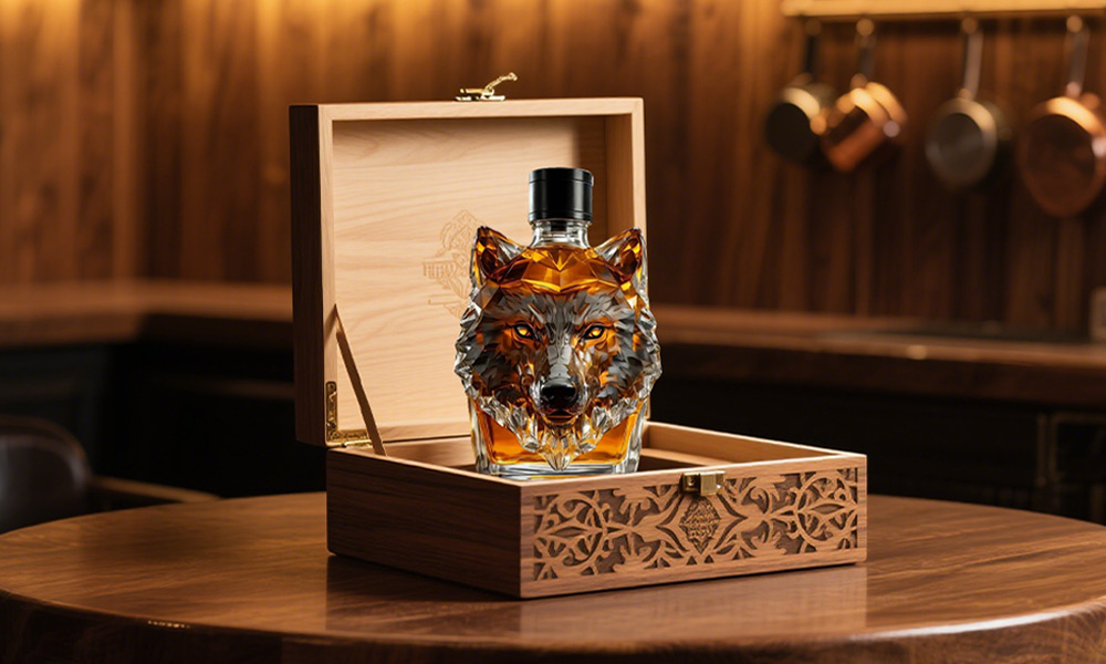 Gallant Wolf whiskey decanter in a bar setting