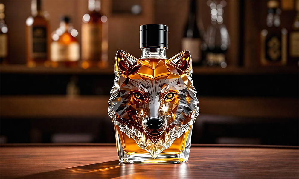 Gallant Wolf sculptural whiskey decanter